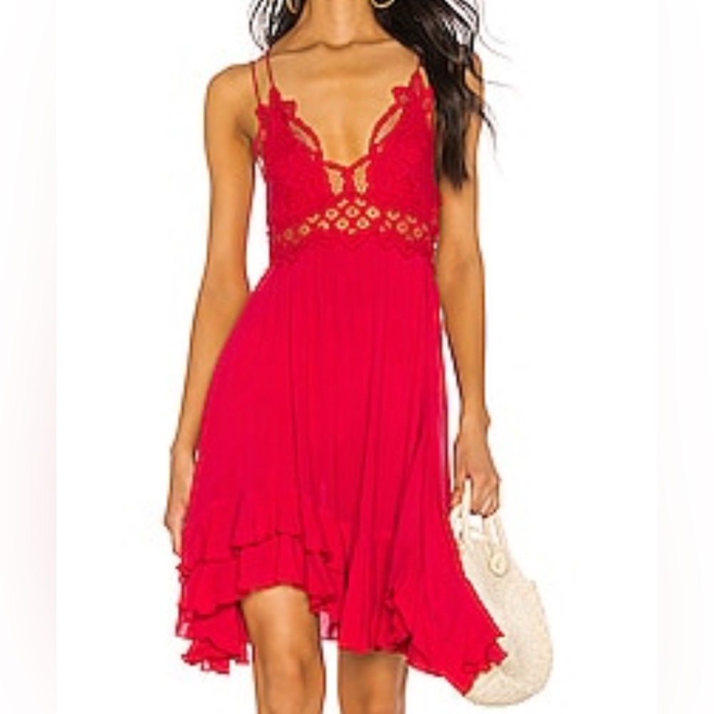 Free People Adella Slip Dress in Bright Red, small